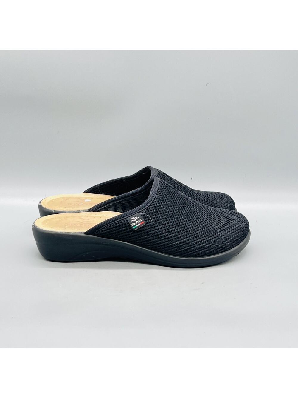 Fly Flot Shoes Womens 8 Black Mesh Mule Slippers Slip On Clog Casual Comfort